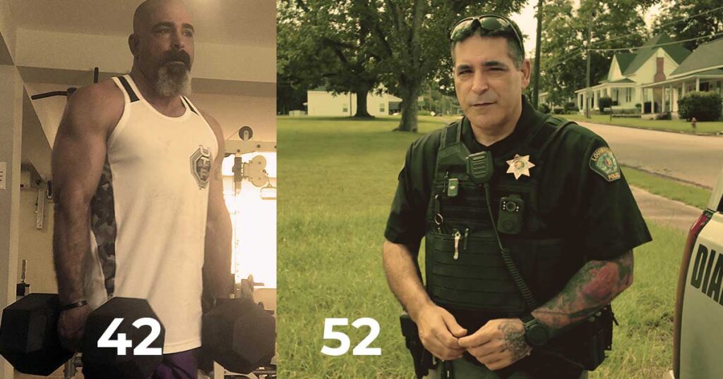 Michael Saad at age 42 and age 52, showing two different stages of his life and career.