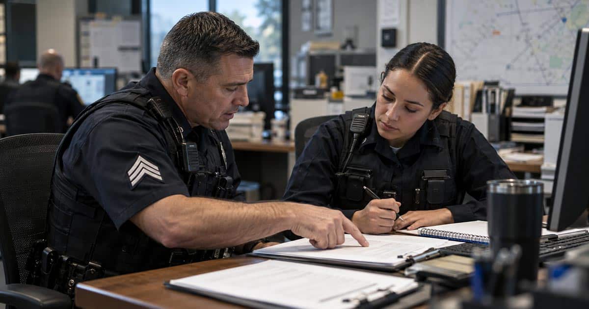 Supervisor training a newly hired employee at a desk